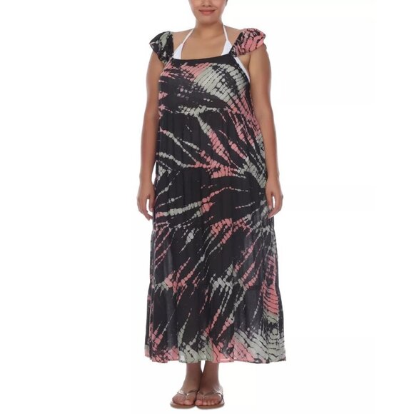 Raviya Womens Plus Size 2X Tie-Dye Off-The-Shoulder Maxi Dress Swim Cover-Up $58 - Picture 2 of 10